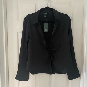 Wild Fable, Black, Tie-Front Blouse size S